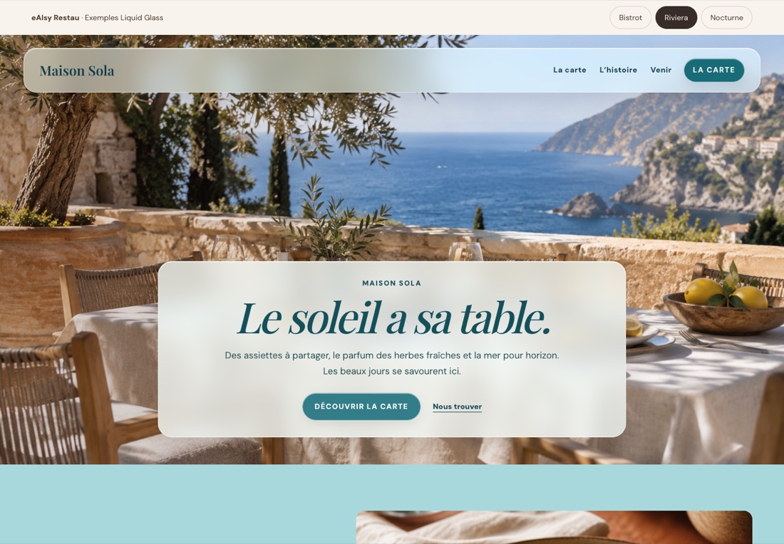 Aperçu du site Maison Sola, modèle Riviera